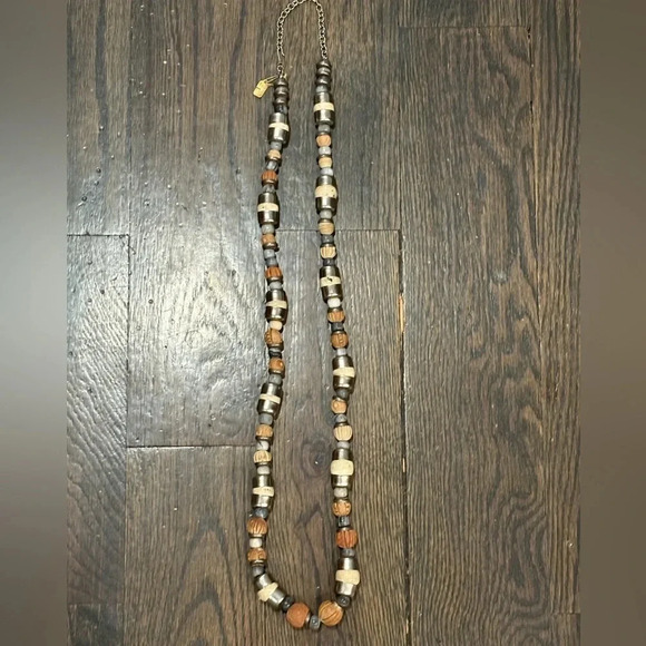 Unique Heavily Beaded, Wood & Metal Necklace - Picture 5 of 12